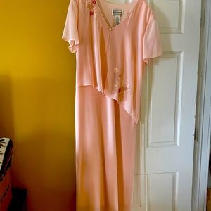 Long chiffon peach dress